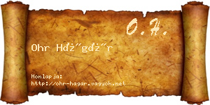 Ohr Hágár névjegykártya